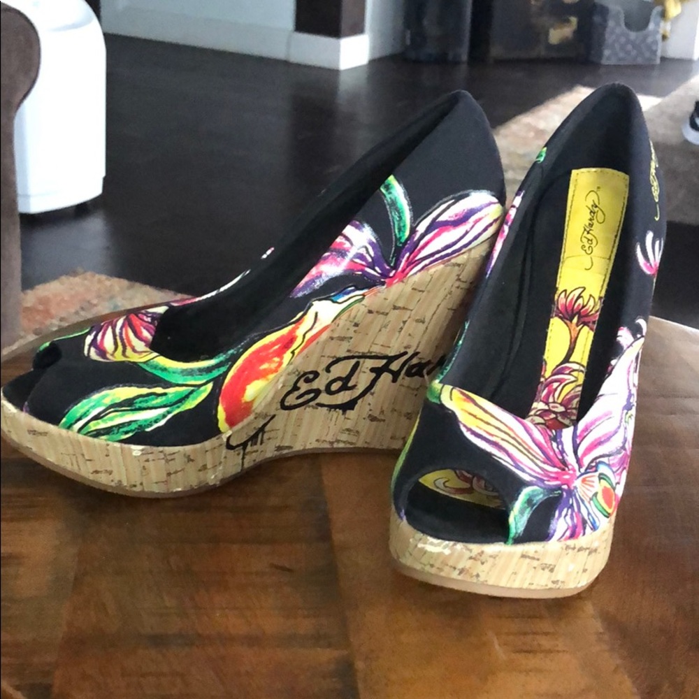 Ed Hardy platform wedges